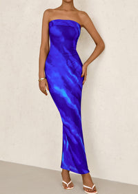 Printed Tube  Strapless Bodycon Sleeveless Maxi Dress