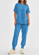 Casual Short Sleeve Tops High Waisted Sweatpants Two Piece Sets