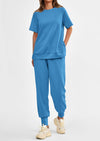 PRETTYGARDEN 2 Piece Outfit Tracksuits Casual Short Sleeve Tops High Waisted Sweatpants Set