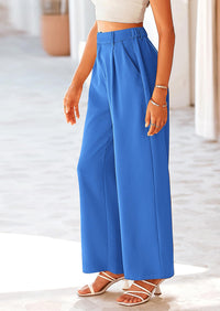 Casual Wide Leg High Elastic Waisted Long Work Pants