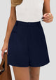 Elastic High Waisted Wide Leg Business Casual Dressy Shorts with Pockets