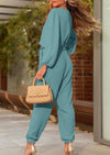 PRETTYGARDEN Women's Fall Jumpsuits Dressy Casual Pants Romper Spring Long Sleeve V Neck Belt Pockets One Piece Outfits