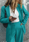 PRETTYGARDEN Women's Fall Two Piece Outfits Dressy Blazer Jacket and Wide Leg Pants Pockets Business Casual Office Suit Sets