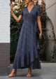 Floral V Neck Short Sleeve Midi Dresses