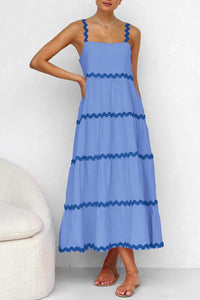 Spaghetti Strap Ruffle Flowy Boho Casual Beach Vacation Maxi Dresses