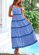 Spaghetti Strap Ruffle Flowy Boho Casual Beach Vacation Maxi Dresses