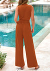 PRETTYGARDEN Jumpsuits Dressy Outfits Casual Sleeveless Mock Neck Wide Leg Pants Rompers