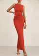 Sleeveless Ruched Bodycon Slit Long Maxi Dresses