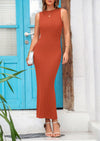 PRETTYGARDEN Women's Casual Maxi Dresses Ribbed Knit Sleeveless Bodycon Elegant Going Out Beach Vacation Clothes