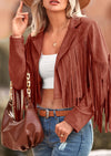 PRETTYGARDEN Women's Fringe Faux Suede Leather Jackets Fashion Tassel Motorcycle Cropped Coats