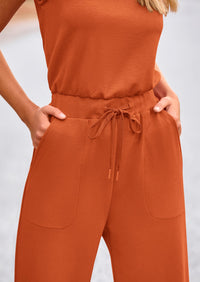 Summer One Piece Outfits Sleeveless Wide Leg Long Pants Jumpsuits