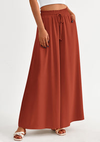 Wide Leg High Waisted Flowy Pockets Palazzo Pants