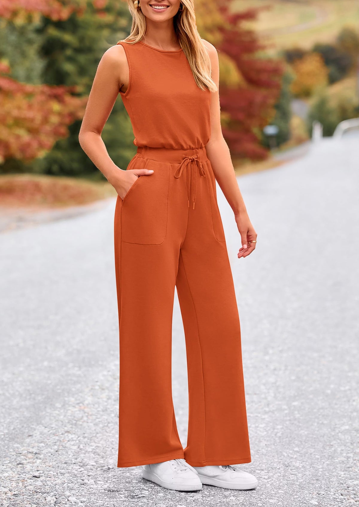 Summer One Piece Outfits Sleeveless Wide Leg Long Pants Jumpsuits