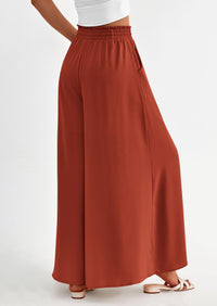 Wide Leg High Waisted Flowy Pockets Palazzo Pants