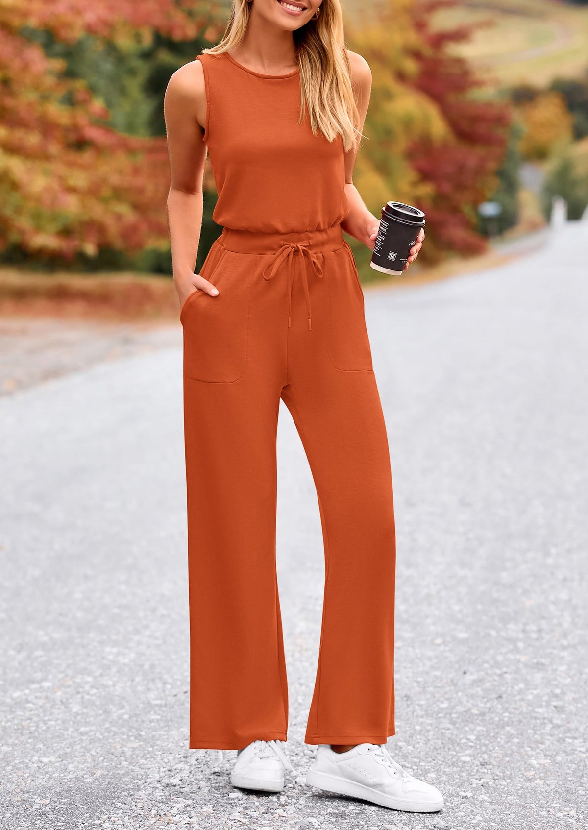 Summer One Piece Outfits Sleeveless Wide Leg Long Pants Jumpsuits