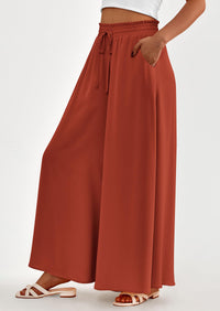 Wide Leg High Waisted Flowy Pockets Palazzo Pants