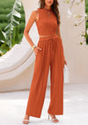 PRETTYGARDEN 2 Piece Sets Sleeveless Tank Ribbed Travel Vacation Lounge Wear Outfits