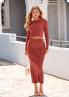 PRETTYGARDEN Women's Spring Fall 2 Piece Sweater Set Rib Knit Long Sleeve Crop Top Maxi Bodycon Skirt Casual Winter Outfits PRETTYGARDEN