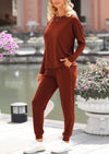 PRETTYGARDEN Lounge Outfit Long Sleeve Crewneck Pullover Tops High Waisted Pants Set Tracksuit