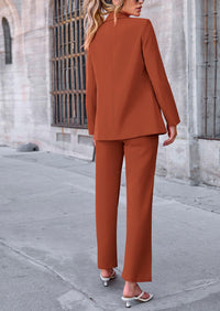 Business Casual Jacket Wide Leg Pants 2 Piece Blazer Sets