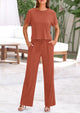 Short Sleeve T-Shirt Wide Leg Pants Two Piece Sets