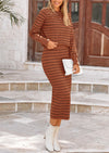 PRETTYGARDEN 2 Piece Skirts Sets For Women Fall Fashion Striped Sweater Dress Knit Lounge Travel Outfits Winter Clothing