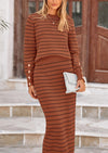 PRETTYGARDEN 2 Piece Skirts Sets For Women Fall Fashion Striped Sweater Dress Knit Lounge Travel Outfits Winter Clothing