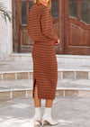 PRETTYGARDEN 2 Piece Skirts Sets For Women Fall Fashion Striped Sweater Dress Knit Lounge Travel Outfits Winter Clothing