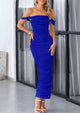 Off The Shoulder Ruched Bodycon Sleeveless Split Maxi Dresses