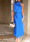 PRETTYGARDEN Women's Summer Satin Dress Elegant Sleeveless Mock Neck Cocktail Party Maxi Dresses