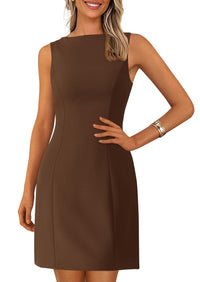 Sleeveless Boat Neck A Line Elegant Cocktail Party Mini Dresses