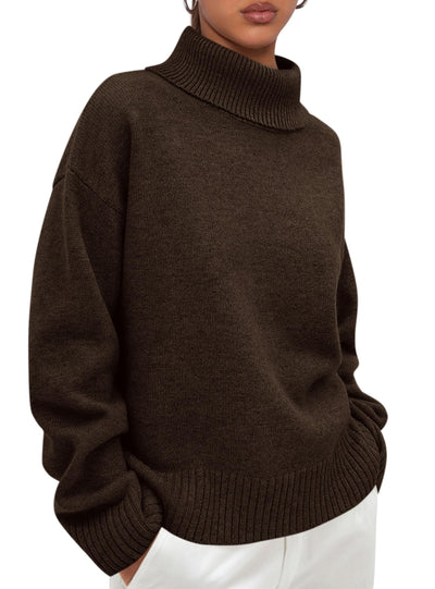 PRETTYGARDEN Womens Turtleneck Long Sleeve Sweater Fall Trendy Loose Fit Casual Tops Chunky Knit Pullover Sweaters