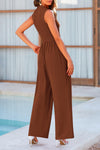 PRETTYGARDEN Womens Summer Jumpsuits Dressy Casual One Piece Outfits Sleeveless Mock Neck Wide Leg Pants Rompers with Pockets