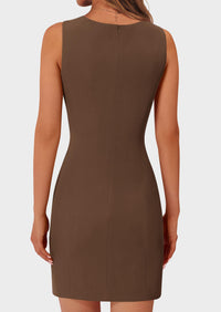 Business Sleeveless Button Down Elegant Work Office Formal Short Dresses