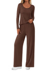 PRETTYGARDEN Women's 2 Piece Fall Sets  Casual Long Sleeve Shirts Wide Leg Pants Lounge Travel Outfits Fashion Clothing