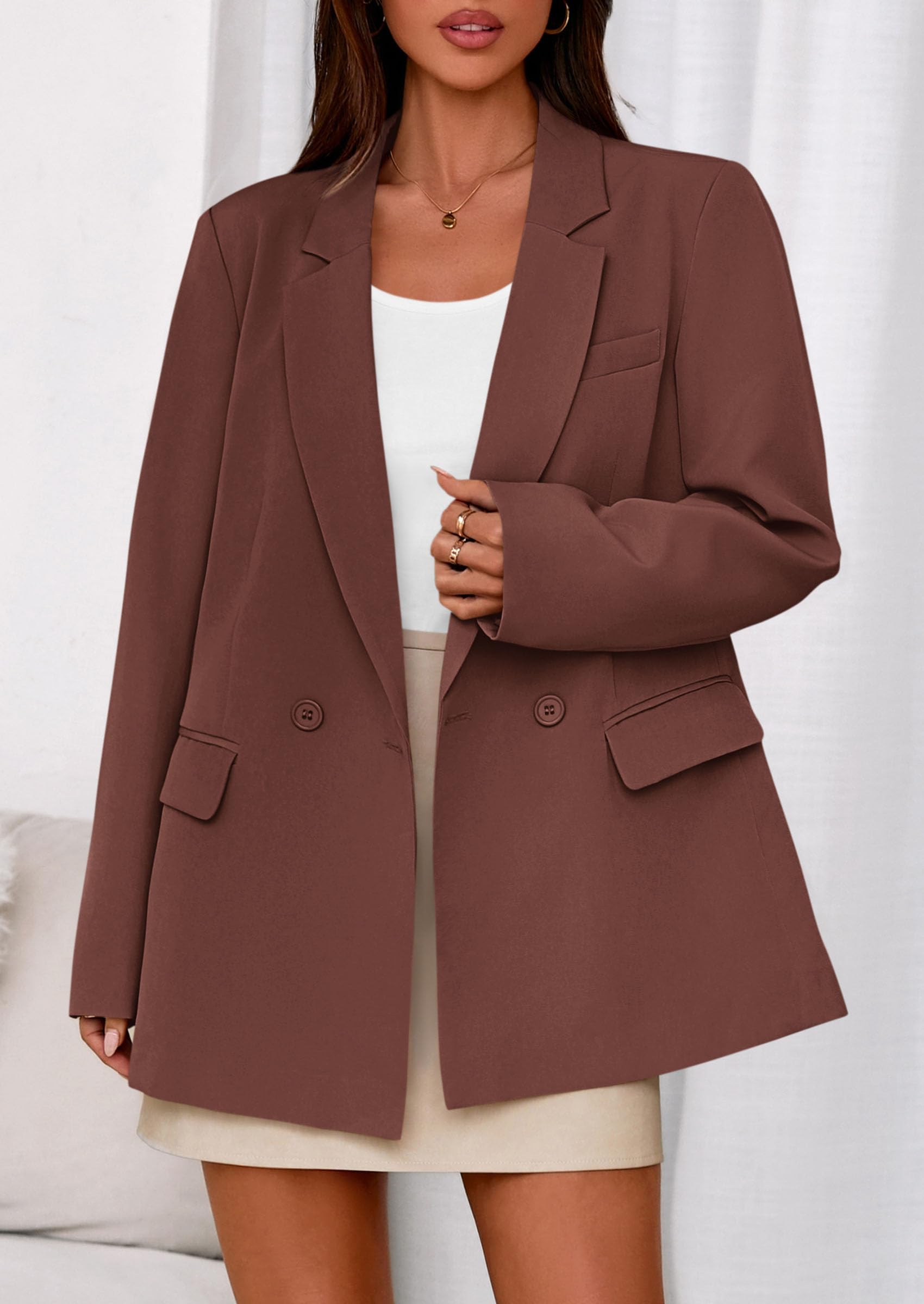 PRETTYGARDEN Fall Blazers for Women Business Casual Long Sleeve Lapel Pockets Dressy Suit Jackets Work Office Clothes PRETTYGARDEN