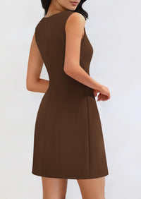 Sleeveless Boat Neck A Line Elegant Cocktail Party Mini Dresses