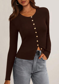 PRETTYGARDEN Womens Fall Cardigan Sweaters Lightweight Long Sleeve Button up Ribbed Knit Tops Winter Fashion Clothes