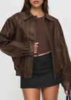 PRETTYGARDEN Faux Leather Jacket Women Bomber Motorcycle Zip Up Jackets Oversized Fall Fashion Outfits Winter Coats