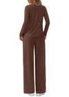 PRETTYGARDEN Women's 2 Piece Fall Sets  Casual Long Sleeve Shirts Wide Leg Pants Lounge Travel Outfits Fashion Clothing