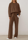 PRETTYGARDEN 2 Piece Sets For Women Fall Trendy Long Sleeve Sweatshirt Wide Leg Pants Loungewear Set Matching Sweatsuit