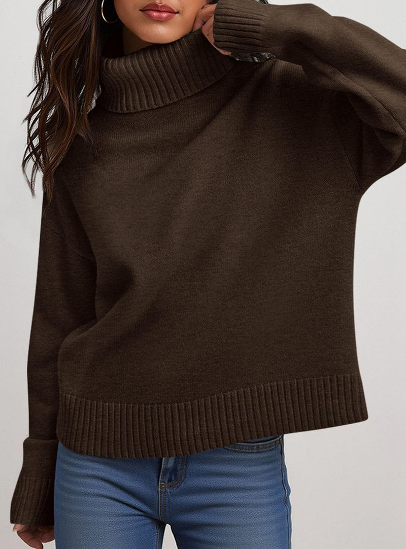 PRETTYGARDEN Womens Turtleneck Long Sleeve Sweater Fall Trendy Loose Fit Casual Tops Chunky Knit Pullover Sweaters