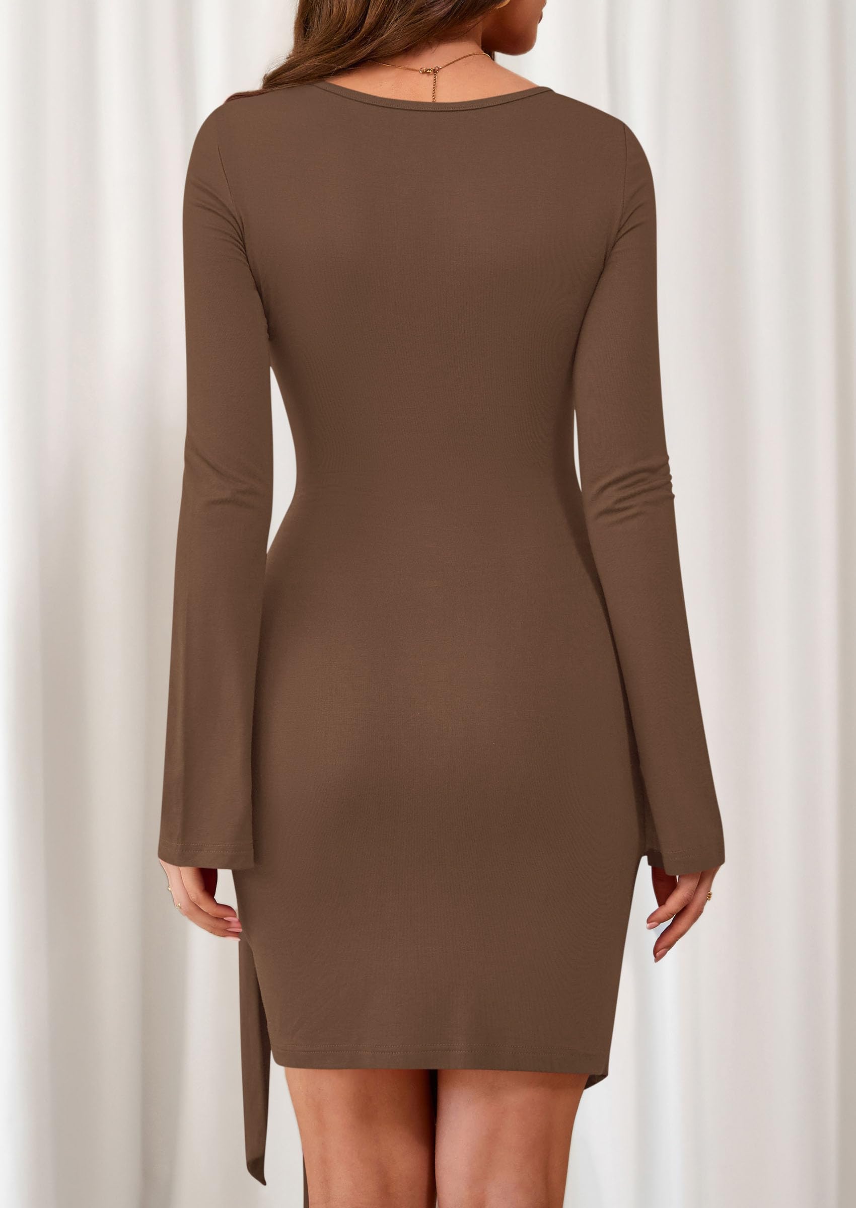 PRETTYGARDEN Women Mini Bodycon Dresses Long Sleeve Ruched Fitted Short Night Out Trendy Party Club Outfits Fall Clothes