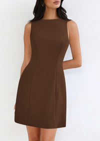 Sleeveless Boat Neck A Line Elegant Cocktail Party Mini Dresses
