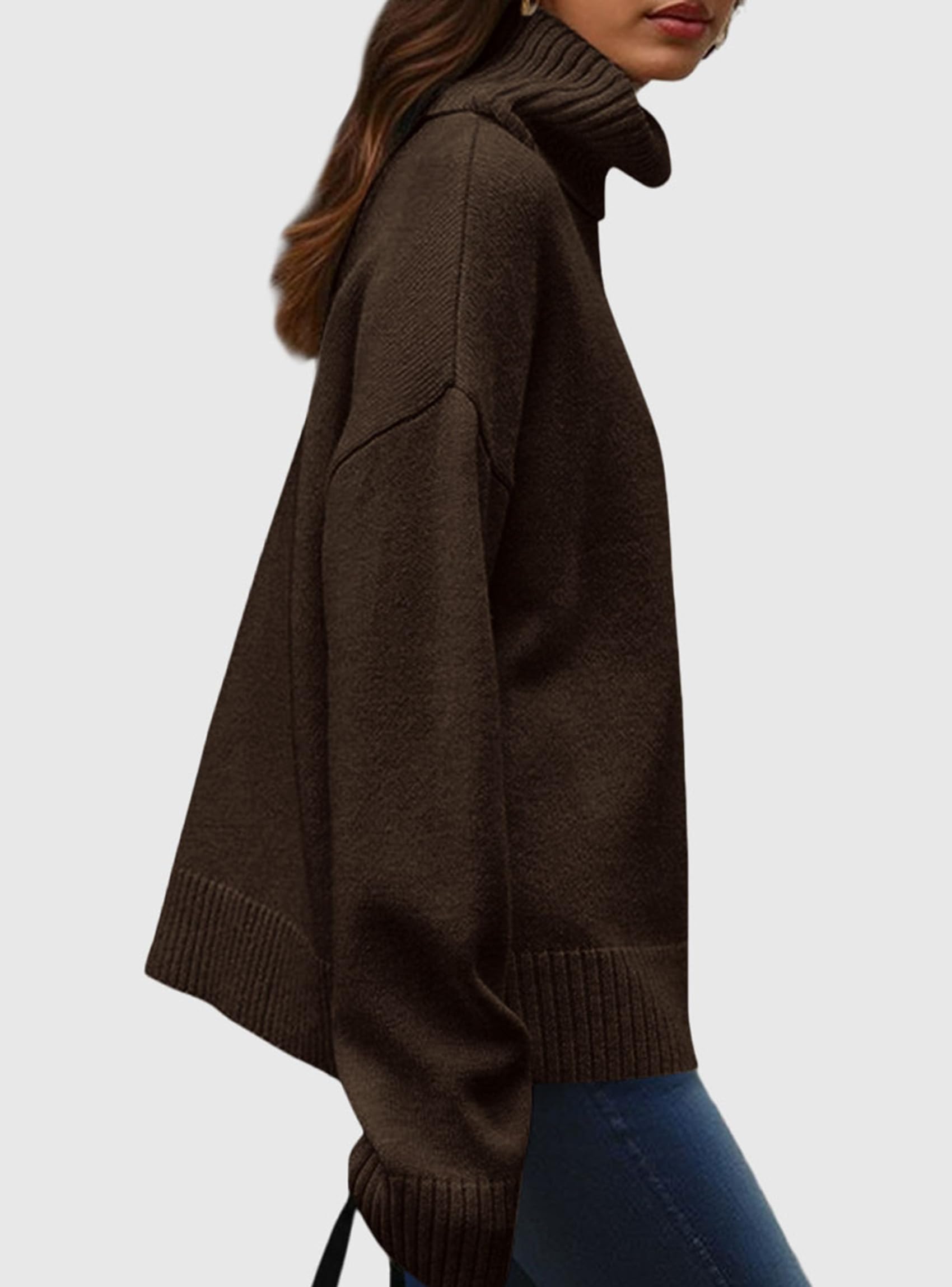 PRETTYGARDEN Womens Turtleneck Long Sleeve Sweater Fall Trendy Loose Fit Casual Tops Chunky Knit Pullover Sweaters