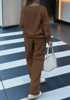 PRETTYGARDEN Casual Winter Two Piece Sets for Women V Neck Sweatshirt Loose Wide Leg Pants Tracksuit Knit Fall Outfits