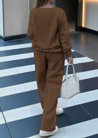 PRETTYGARDEN Casual Winter Two Piece Sets for Women V Neck Sweatshirt Loose Wide Leg Pants Tracksuit Knit Fall Outfits