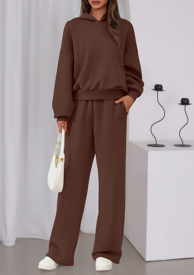 PRETTYGARDEN Womens Sweatsuits 2 Piece Set Casual Winter Long Sleeve Hoodie Loose Wide Leg Sweatpants Fall Tracksuit