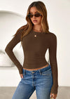 PRETTYGARDEN Womens Summer Fall Long Sleeve Shirts Ribbed Knit Fitted Basic Tee Going Out Tops Underscrub Casual Outfits
