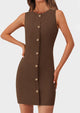Business Sleeveless Button Down Elegant Work Office Formal Short Dresses